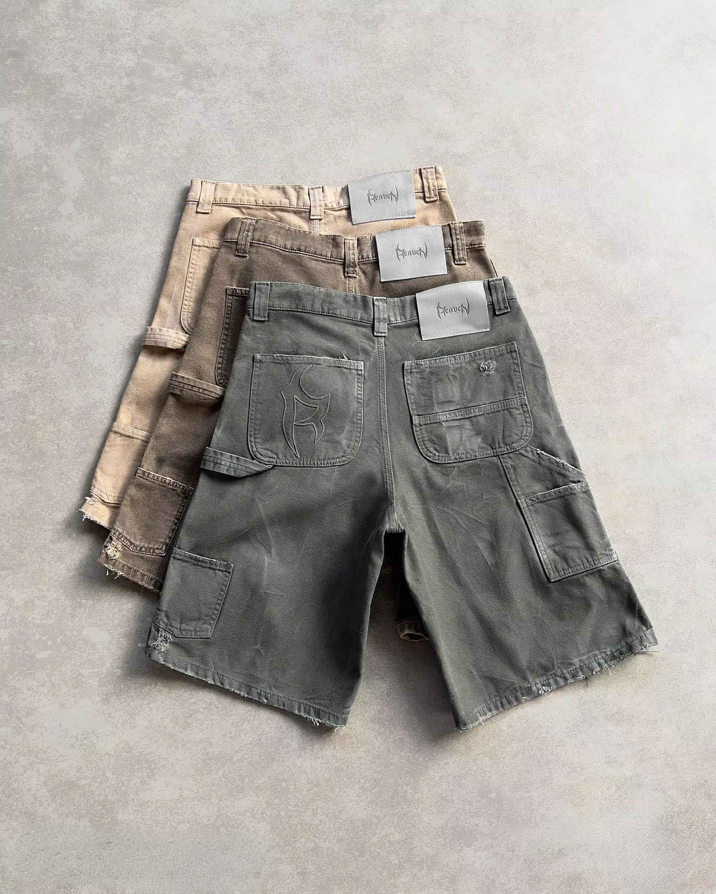 Washed denim brown carpenter Shorts
