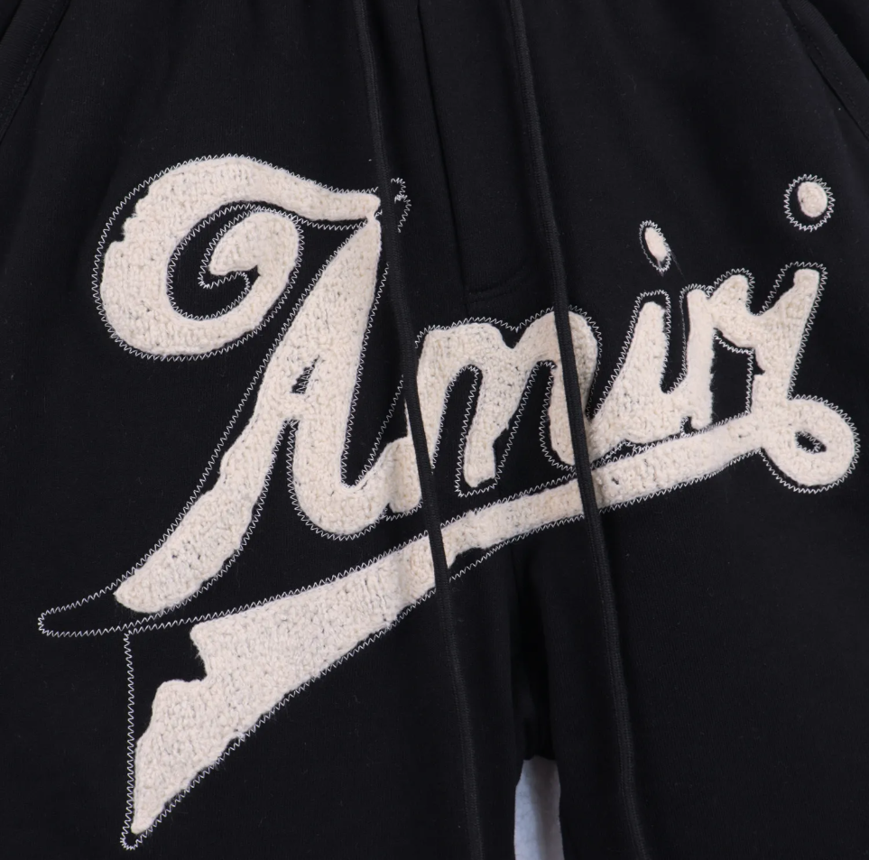 Amiri embroidery black shorts