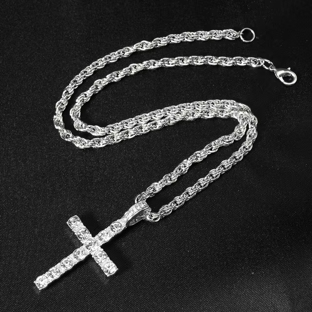 Tennis diamond cross chain