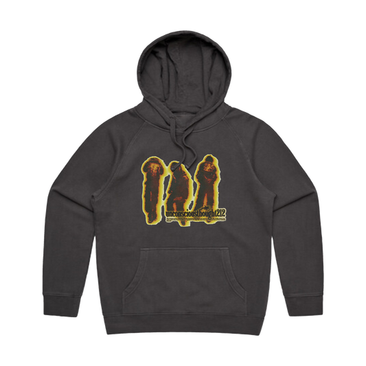 Unconscious thoughts yellow faded hoodie